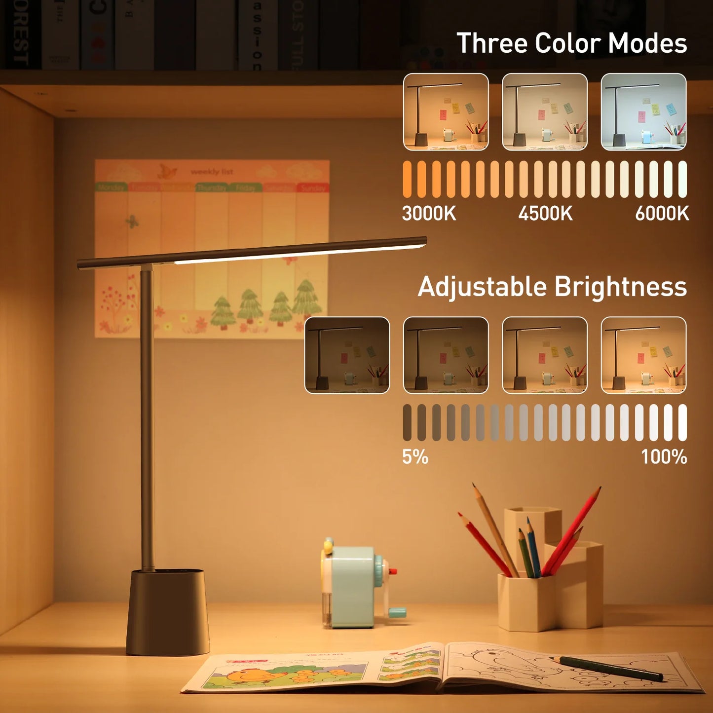 Adaptive LED Desk Lamp with Eye Protection for Office and Study