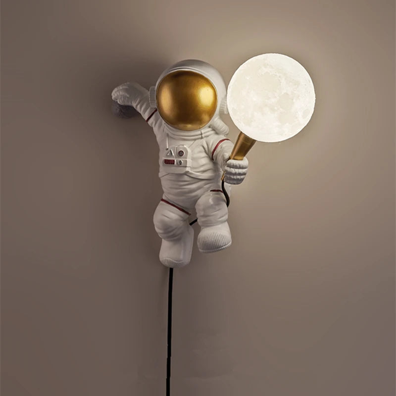 Astronaut Moon LED Wall Light for Childrens Bedroom and Playroom