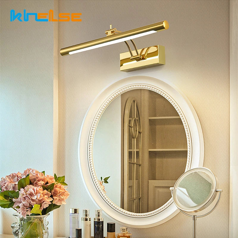 Modern Stainless Steel LED Vanity Light for Bathroom Mirror Lighting