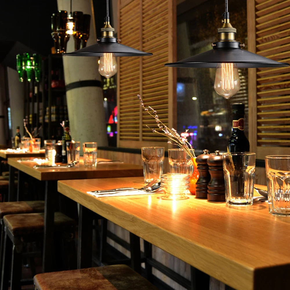 Industrial Iron Pendant Light for Vintage Cafe and Kitchen Decor