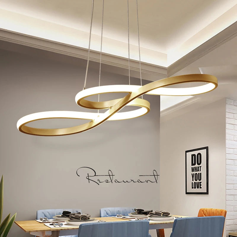 Modern LED Kitchen Island Pendant Light with Remote Dimmable Dining Lighting