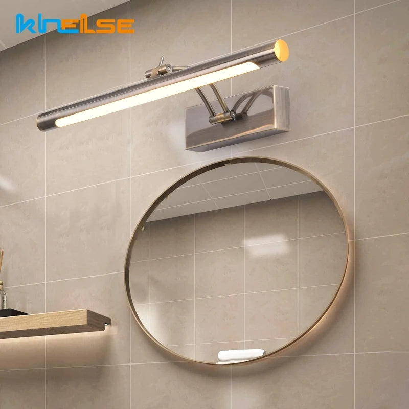 Modern Stainless Steel LED Vanity Light for Bathroom Mirror Lighting