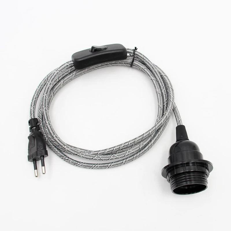 E27 Pendant Light Cord Set with Switch for Wall and Hanging Lamps