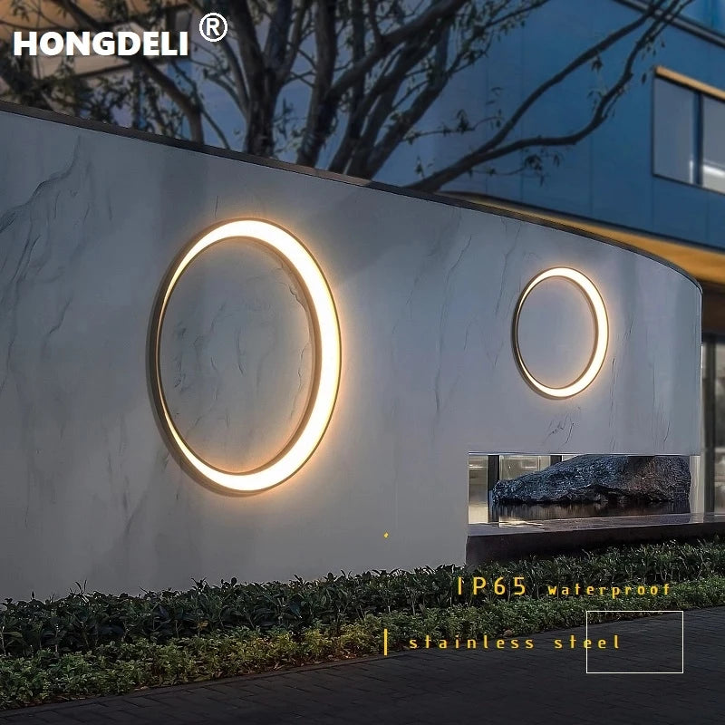 Modern Circular Outdoor Wall Light for Patios and Contemporary Porch Decor