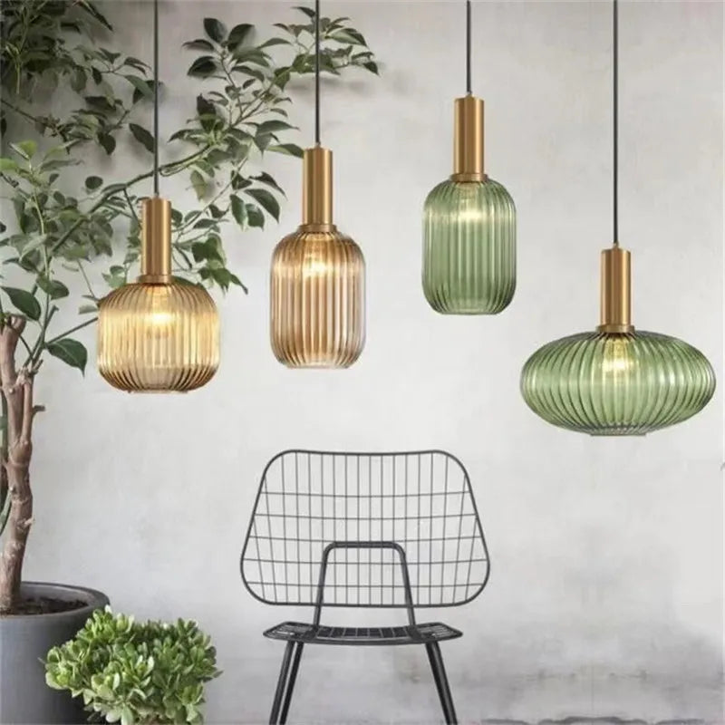 Colorful Retro Glass Pendant Light for Modern Dining and Cafe Spaces
