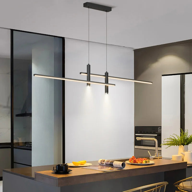 Modern Linear LED Pendant Light for Dining Rooms and Minimalist Bars