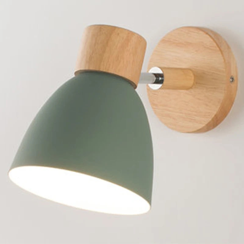 Modern Nordic Wooden Wall Sconce with Adjustable Head for Bedrooms and Living Rooms