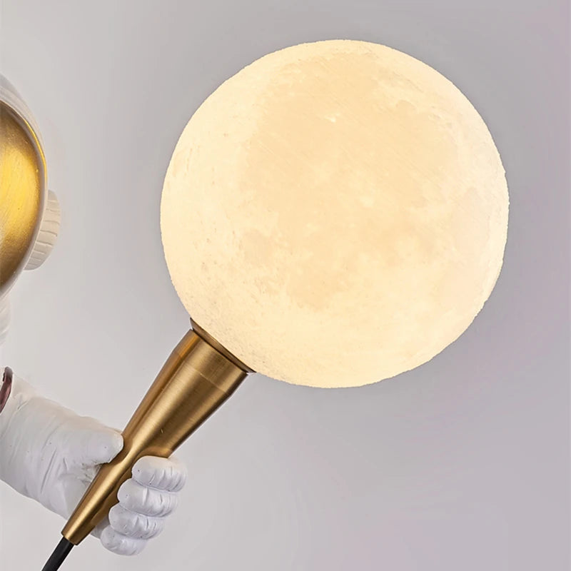 Astronaut Moon LED Wall Light for Childrens Bedroom and Playroom