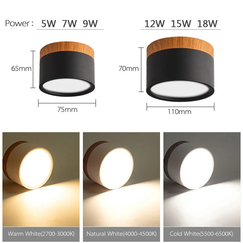 Modern Nordic Wood Dimmable LED Downlight for Contemporary Residential and Commercial Interiors