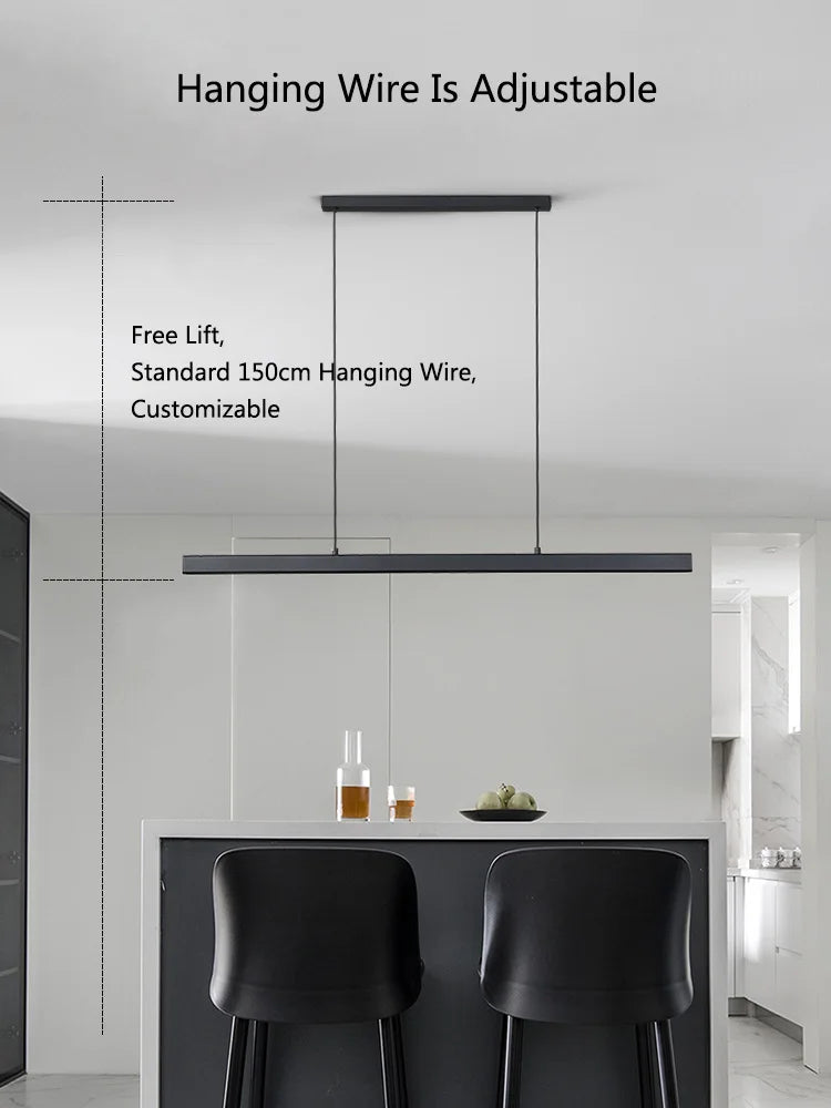 Modern Nordic LED Linear Chandelier for Dining Rooms and Office Spaces