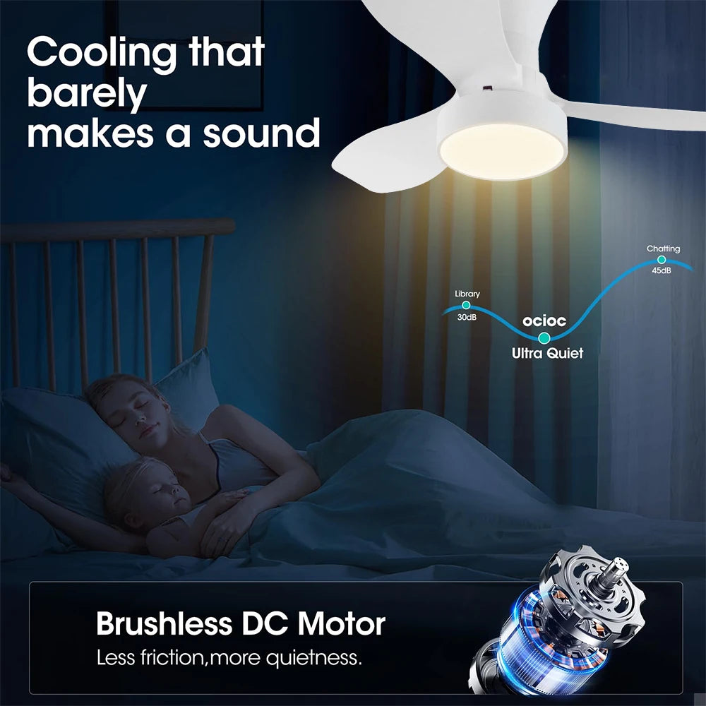 Modern LED Ceiling Fan with Remote for Living Rooms and Bedrooms