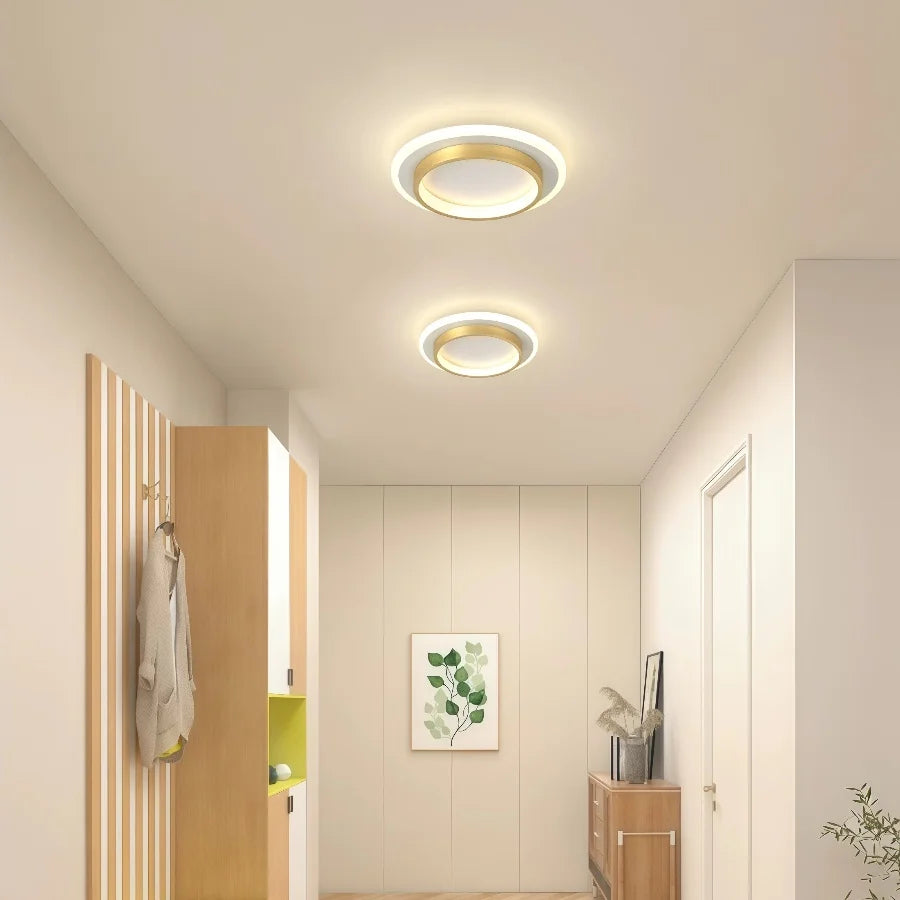 Modern Gold Metal LED Ceiling Light for Hallways and Staircases