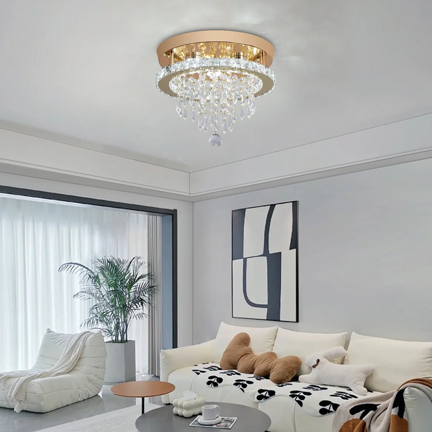 Luxury Gold Crystal Chandelier for Modern Living Room and Bedroom