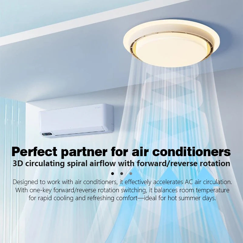 Modern Walnut Bladeless Ceiling Fan Light with Remote and App Control
