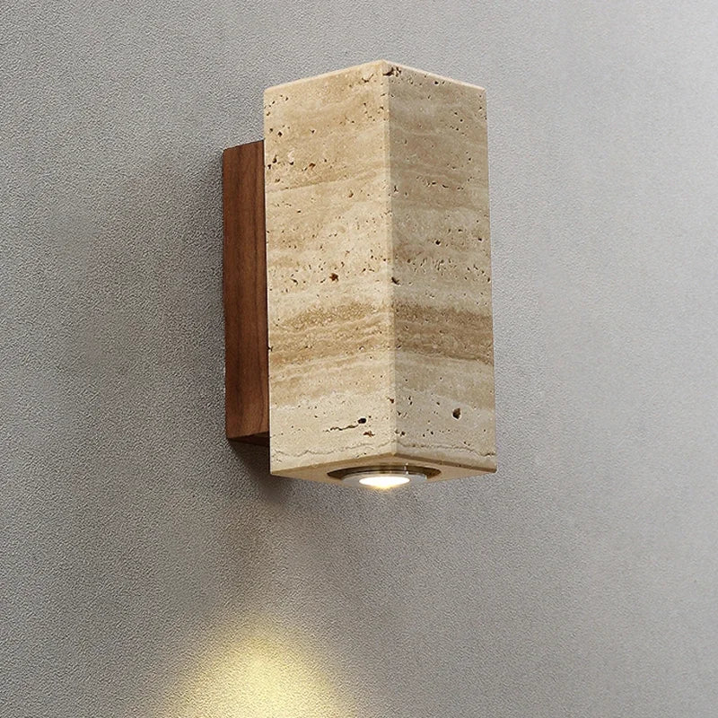 Wabi Sabi Travertine Wall Sconce for Minimalist Living Rooms and Bedrooms