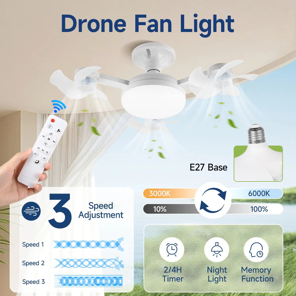Modern Silent Ceiling Fan with Remote Control for Living Rooms