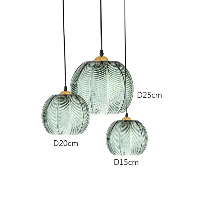 Nordic Glass Pendant Light with Leaf Pattern for Dining Rooms and Hotels