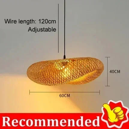 Handwoven Bamboo Pendant Light for Rustic Dining Rooms and Living Spaces