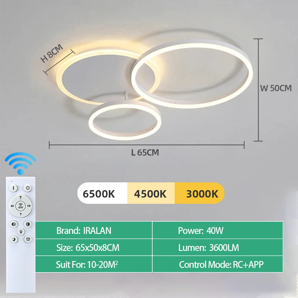 Modern Dimmable LED Ceiling Chandelier for Living Rooms and Bedrooms