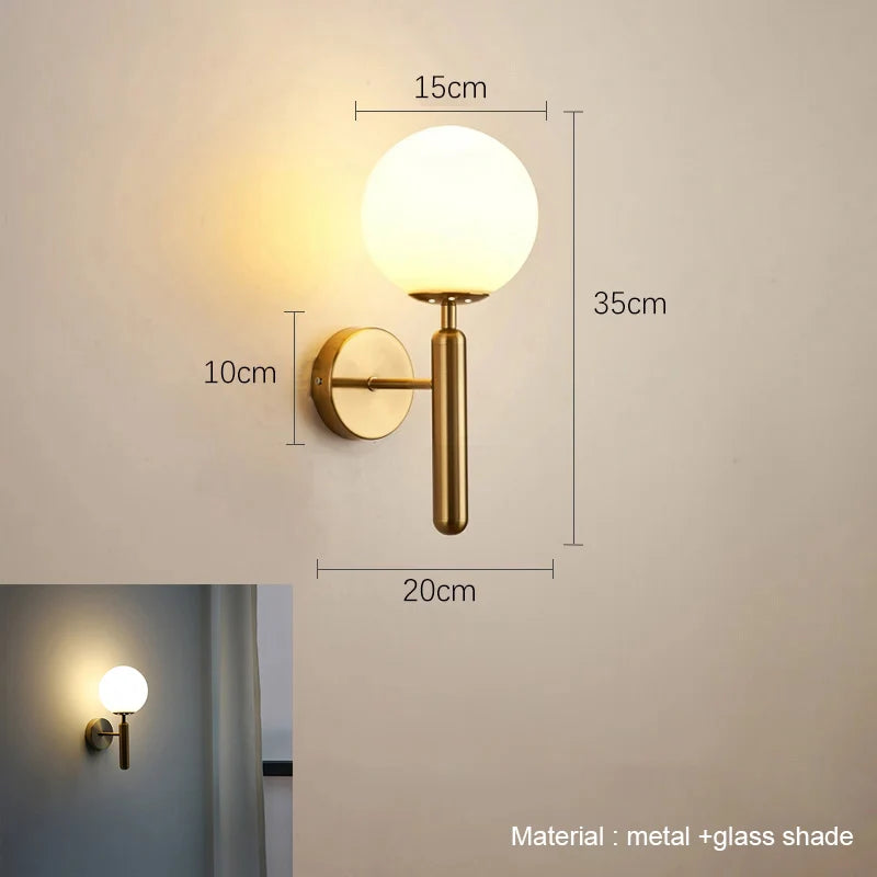 Nordic Glass Globe Pendant Light in Brass for Modern Dining Rooms