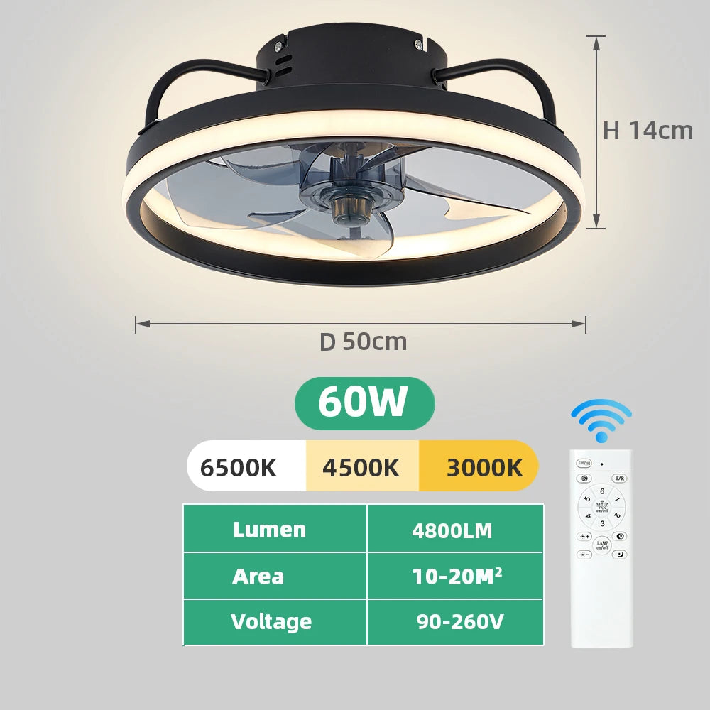 Modern LED Ceiling Fan with Remote for Quiet Living Room Ambience