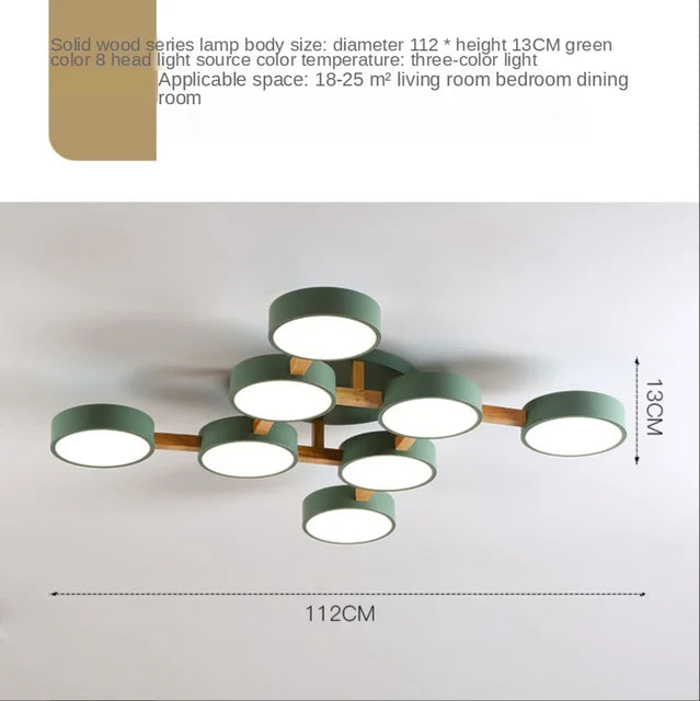 Modern Wooden LED Ceiling Chandelier for Dining Rooms and Contemporary Living Spaces