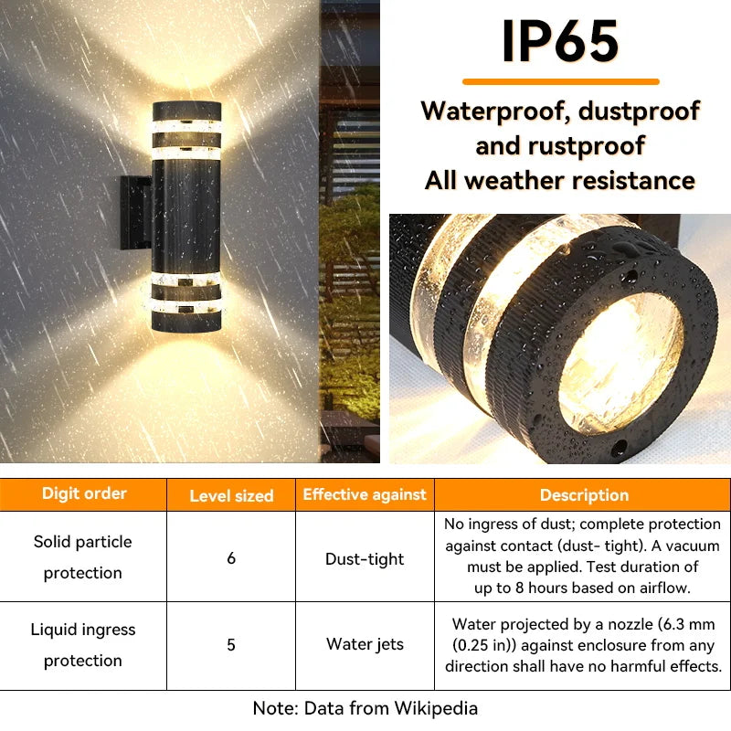 Modern Up and Down Outdoor Wall Sconce for Porch and Garden