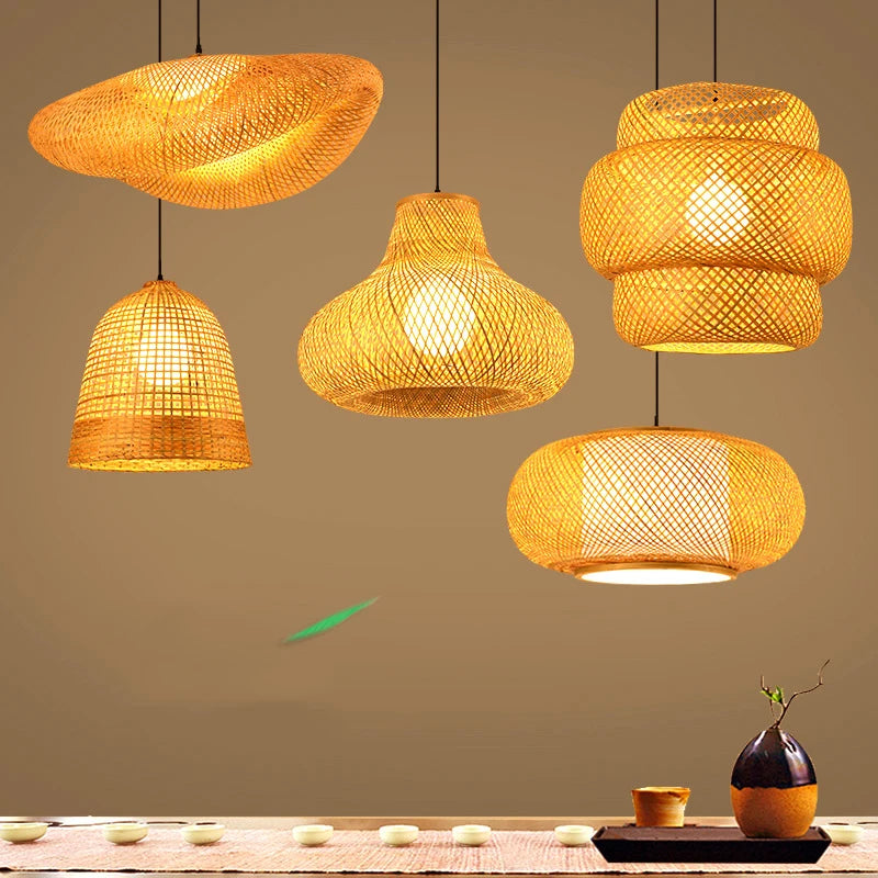 Handmade Rattan Bamboo Pendant Light for Rustic Cafes and Restaurants