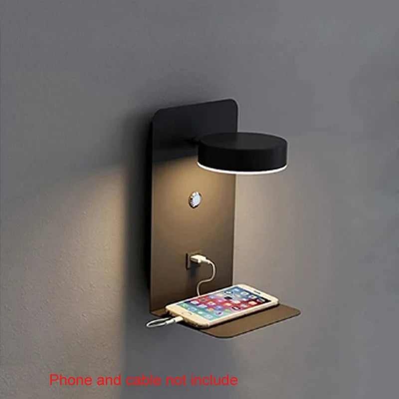 Modern LED Wall Reading Lamp with USB Charging Port for Bedrooms