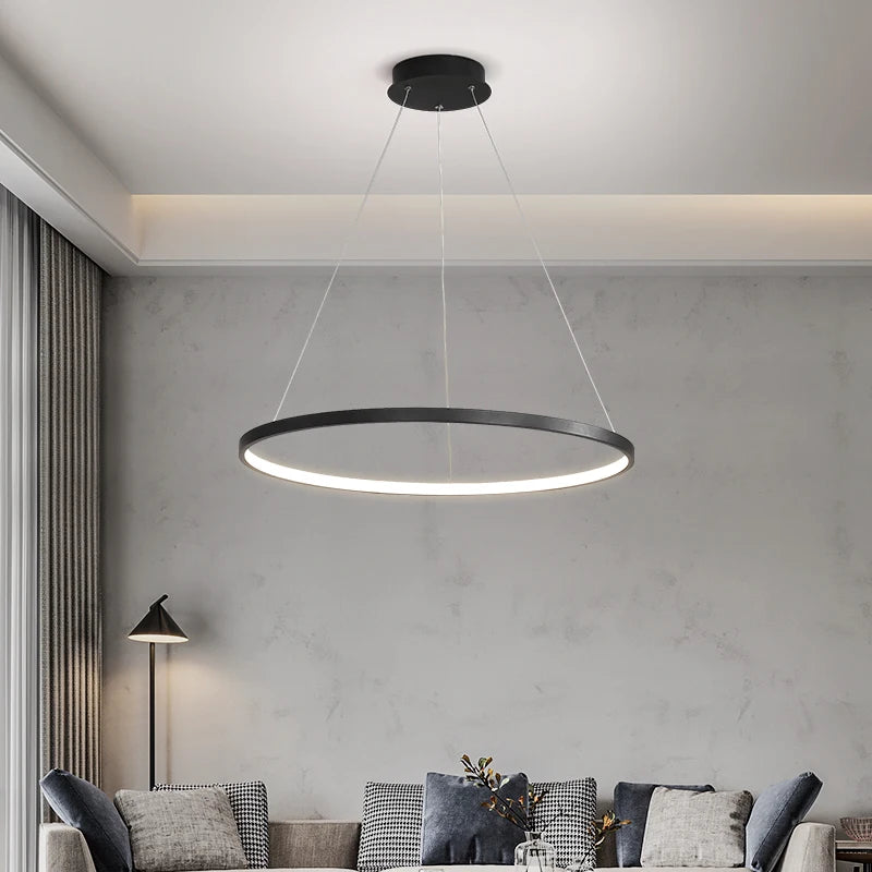 Minimalist Round LED Pendant Light for Modern Living Rooms and Restaurants