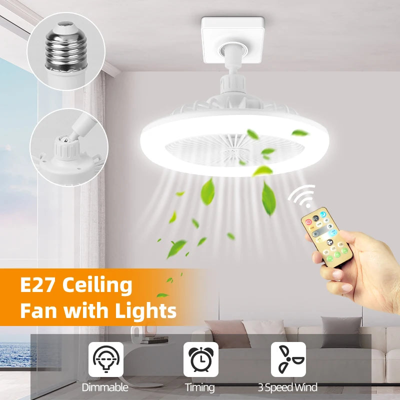 Modern Silent Ceiling Fan with Remote Control for Living Rooms