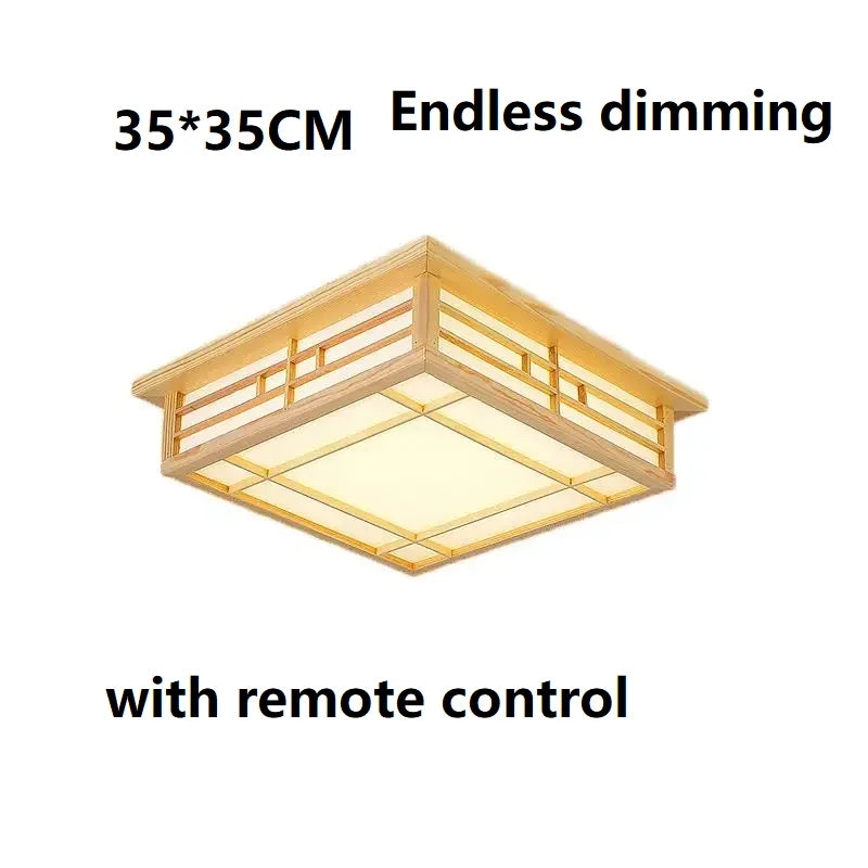Japanese Minimalist Solid Wood LED Ceiling Lamp for Bedrooms and Living Rooms