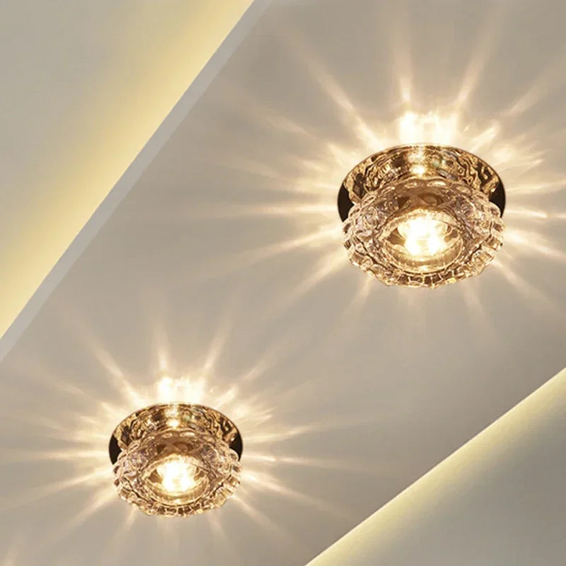Modern Crystal LED Flush Mount Ceiling Light for Living Rooms and Hallways