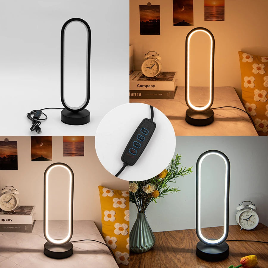 Modern LED Ring Table Lamp for Bedrooms and Living Room Decor