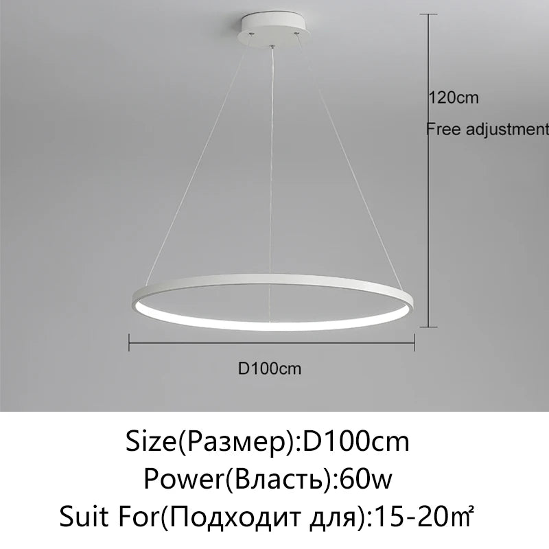 Minimalist Round LED Pendant Light for Modern Living Rooms and Restaurants