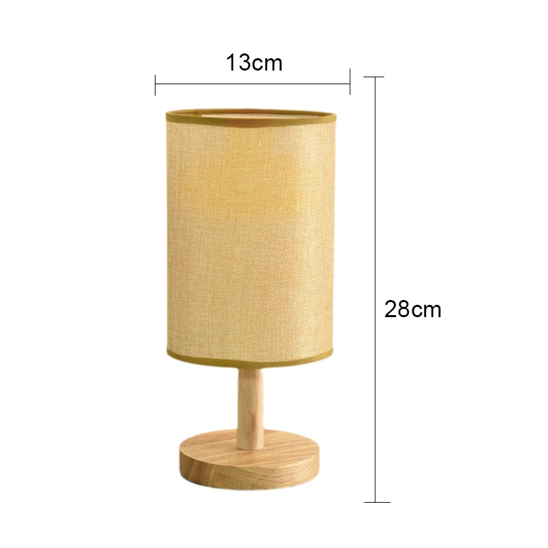 Modern Japanese Inspired Fabric Table Lamp for Bedroom and Hotel Bedside
