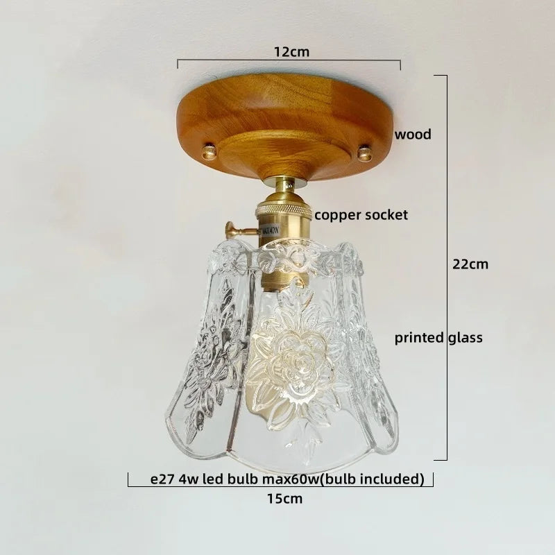 Modern Walnut and Copper LED Ceiling Light for Hallways and Living Rooms