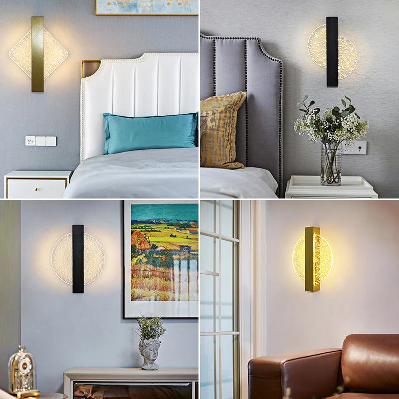 Modern Gold Foil LED Wall Sconce for Bedroom and Living Room