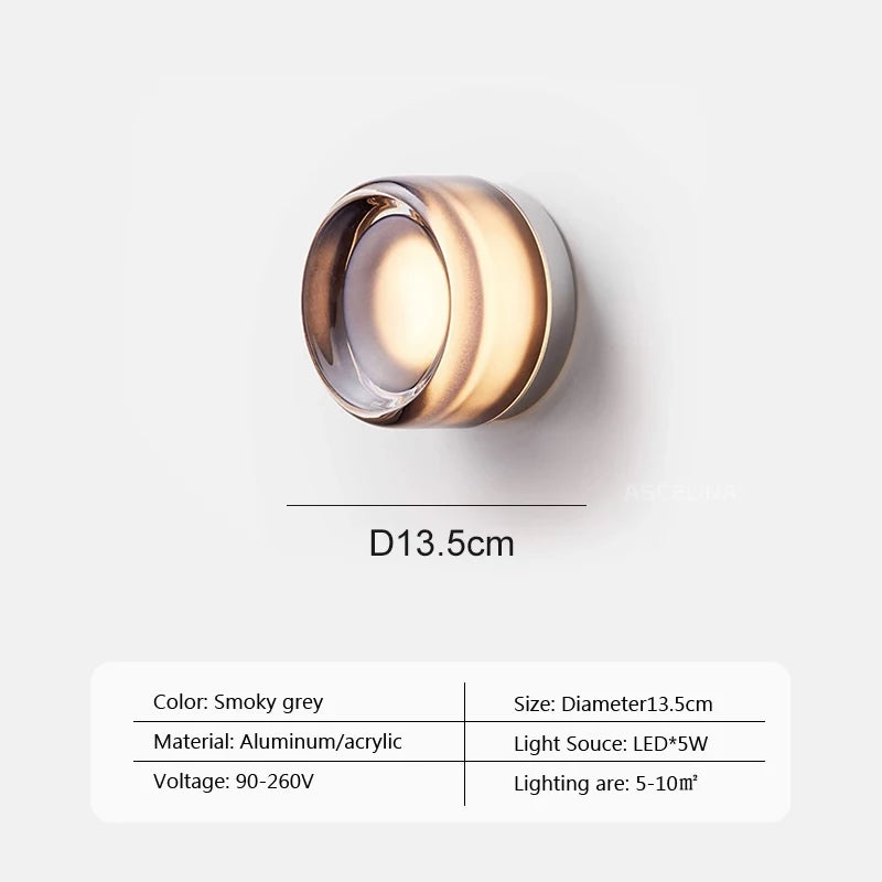 Modern LED Wall Sconce with Amber Glass for Elegant Living Spaces