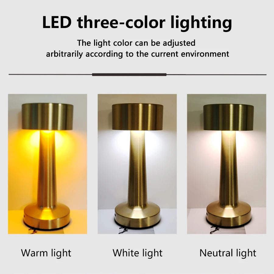 Modern Rechargeable Metal Table Lamp for Restaurants and Cafes