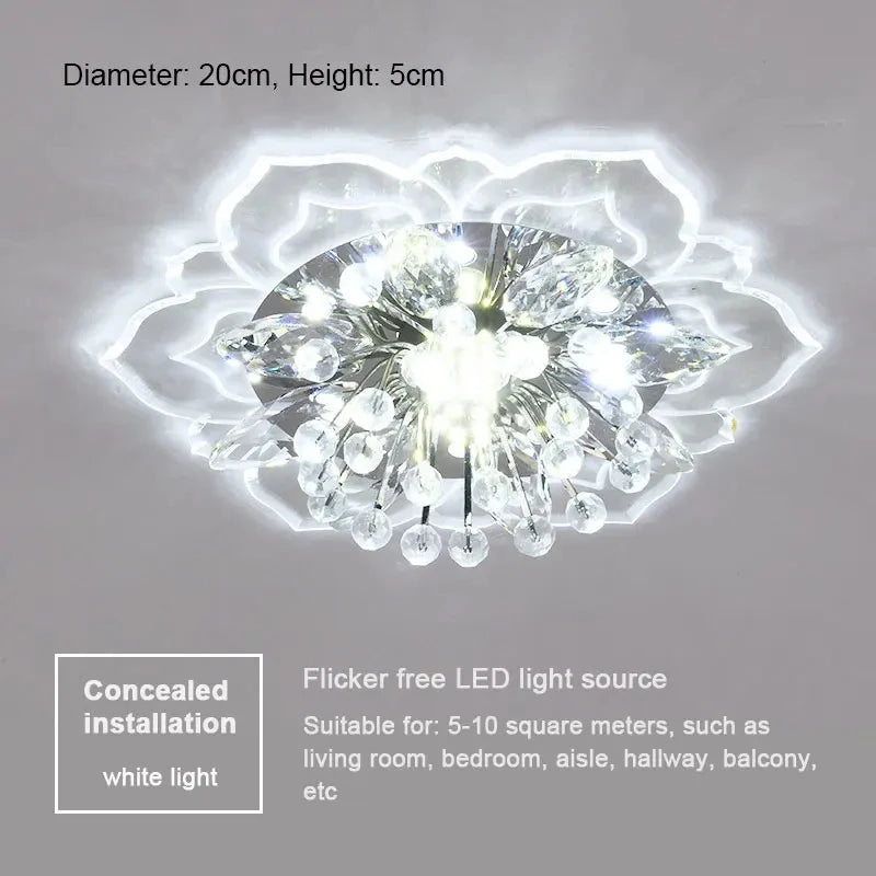 Floral Crystal LED Flush Mount Ceiling Light for Hallways and Living Rooms