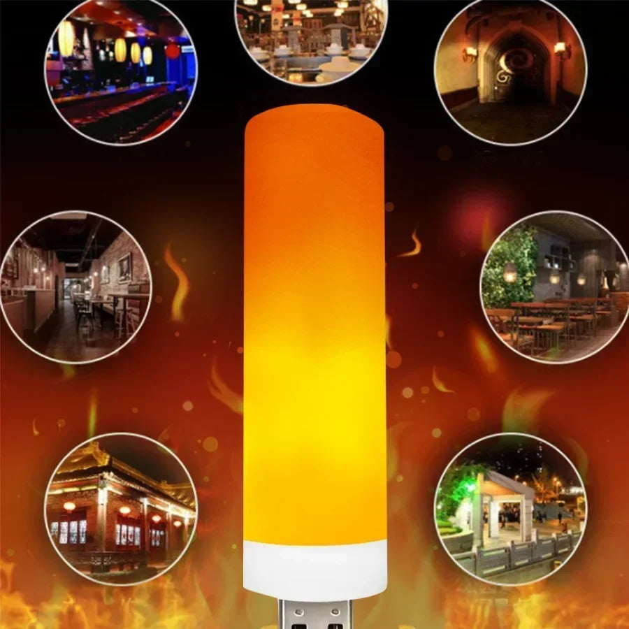 Dynamic LED Flame Effect Light for Atmospheric Home and Cafe Decor