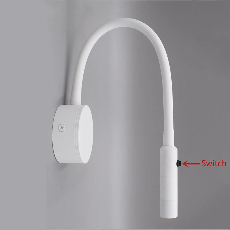 Flexible LED Gooseneck Wall Lamp for Hotel Reading and Bedside Lighting