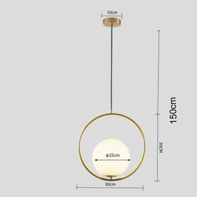 Nordic Glass Globe Pendant Light in Brass for Modern Dining Rooms