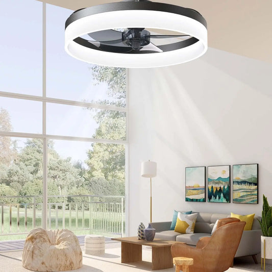 Modern LED Ceiling Fan with Remote Control for Living Rooms and Bedrooms