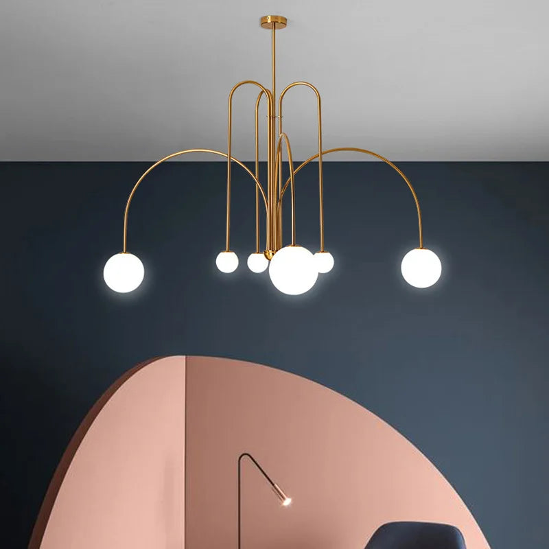 Nordic Glass Globe LED Chandelier for Modern Dining Rooms and Cafes