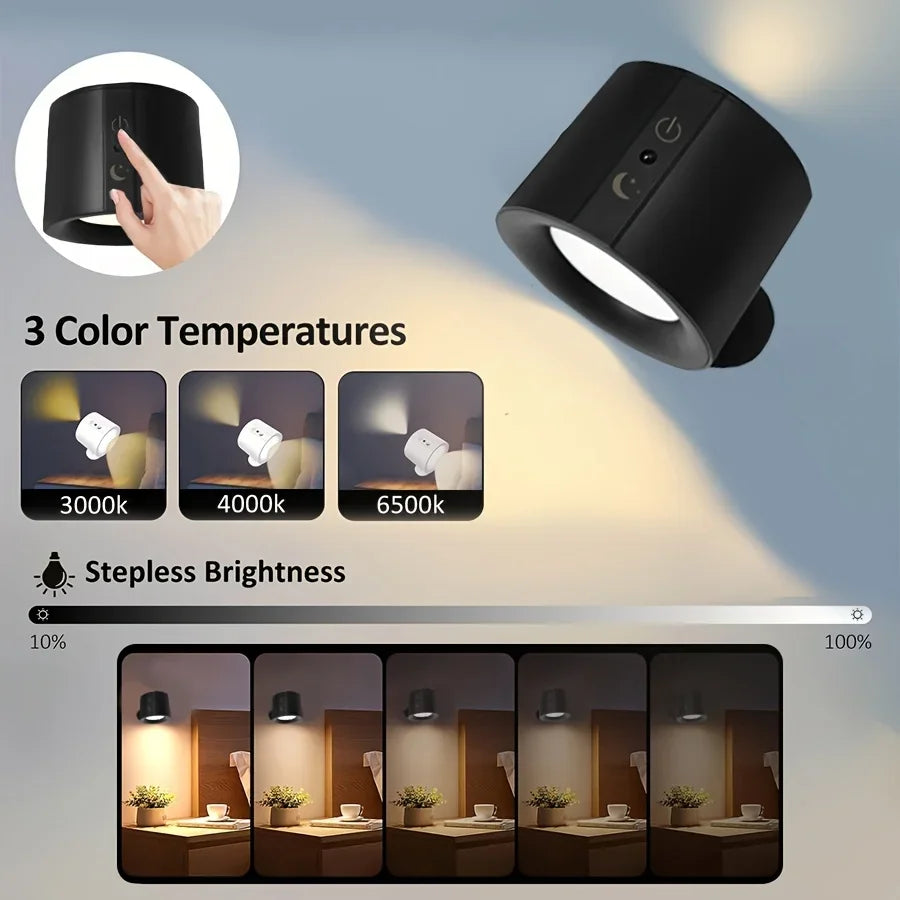 Magnetic LED Wall Spotlight with Remote for Modern Bedroom and Living Room