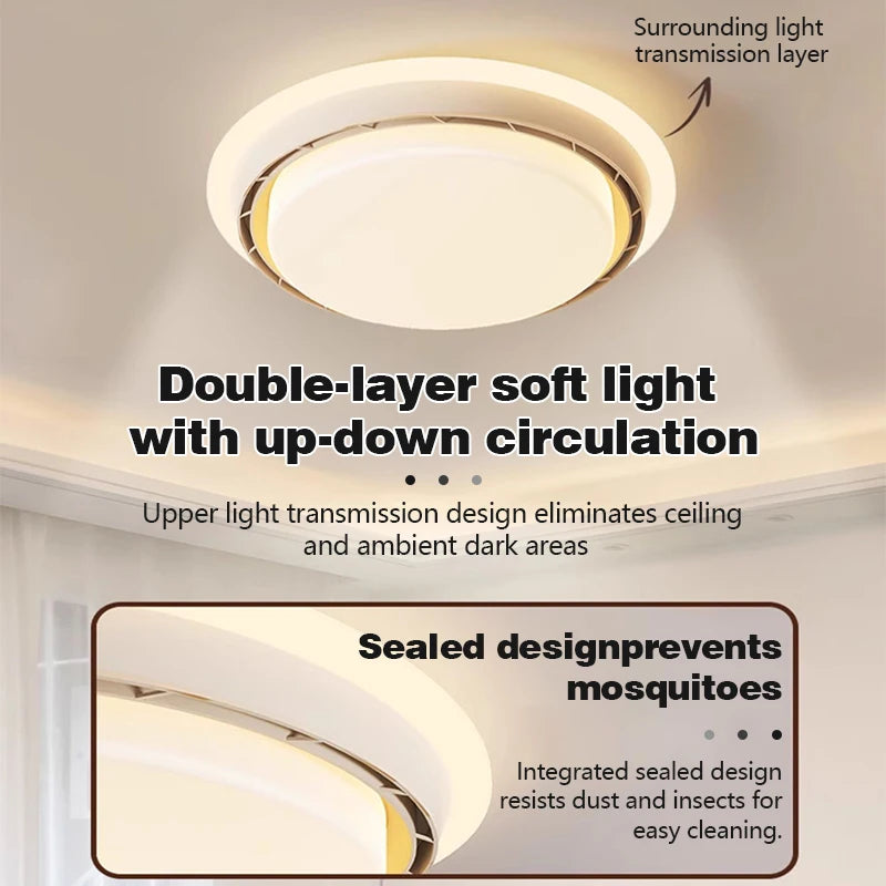 Modern Walnut Bladeless Ceiling Fan Light with Remote and App Control