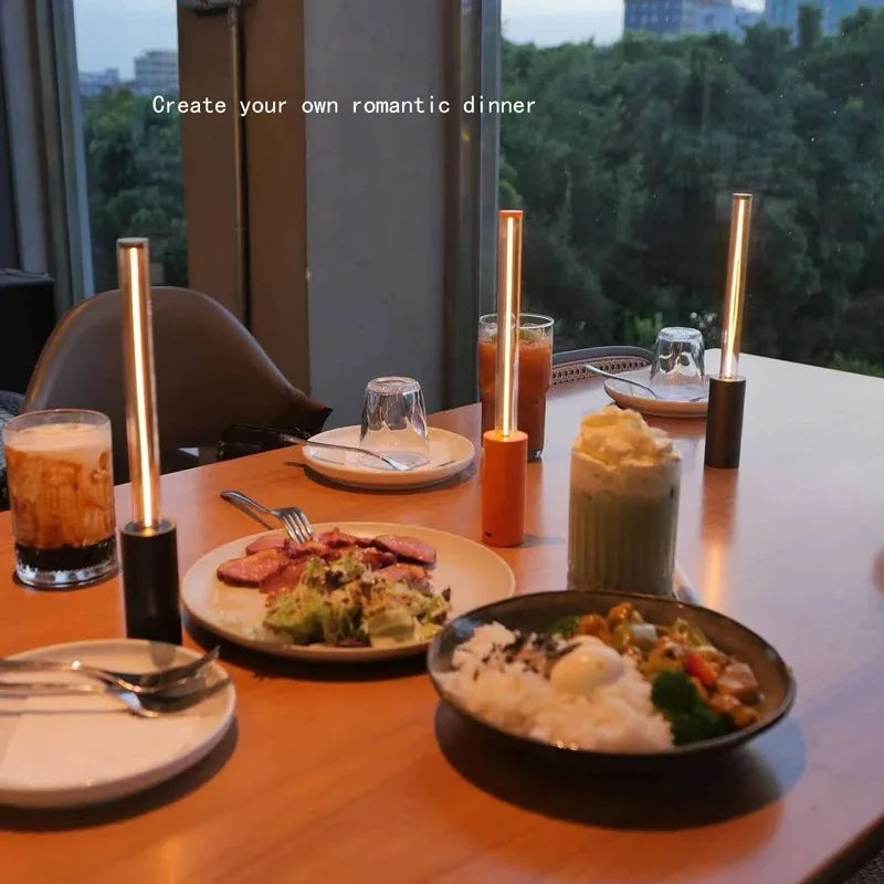 Rechteckige Akku-Tischlampe LED dimmbar für Restaurant und Nachttisch