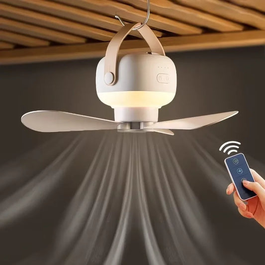 Portable Wireless Ceiling Fan Light with Remote for Home and Camping